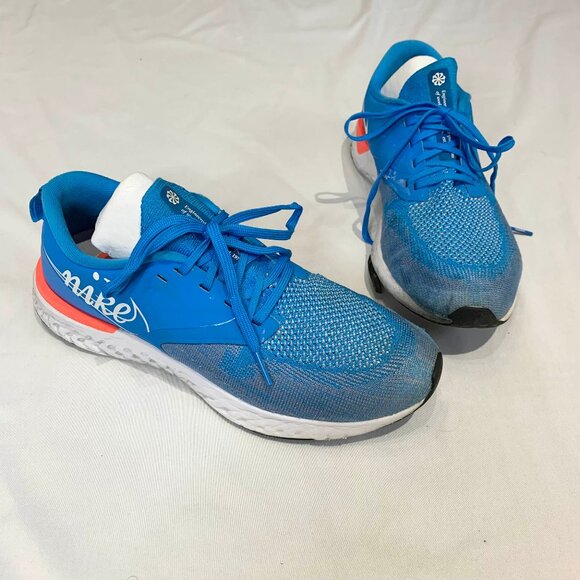 Nike Odyssey React Flyknit 2 Running Shoes Blue Orange BQ1676-402 Men's Size 8 - Picture 3 of 16